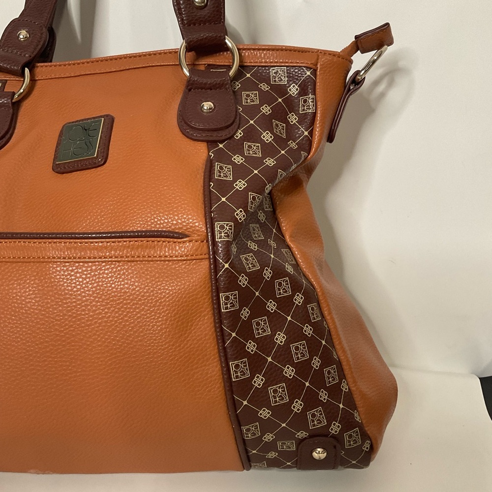 Jose Hess Faux Leather Madison Avenue Mocha Dual Strap Bag; Snap Front Pocket - Picture 5 of 15
